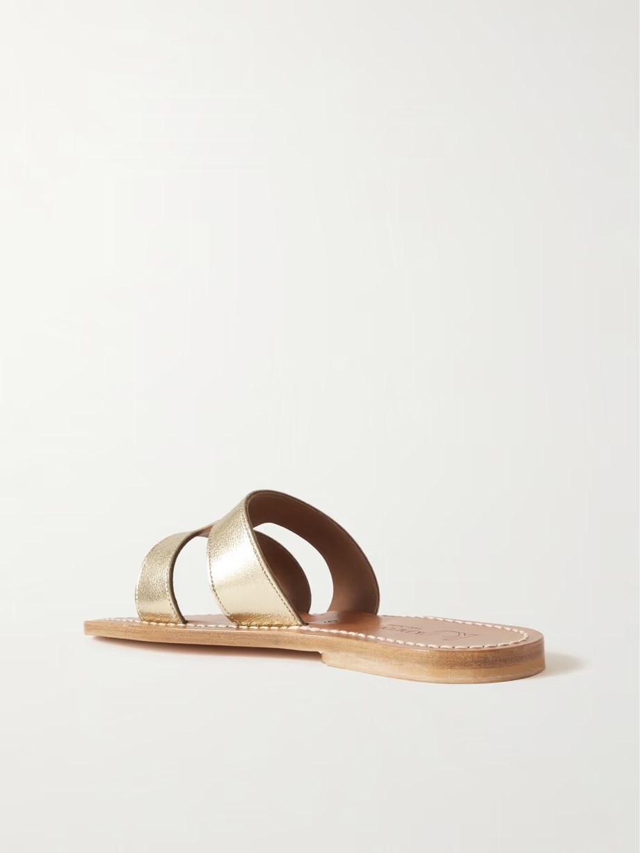 Menandre cutout metallic leather slides