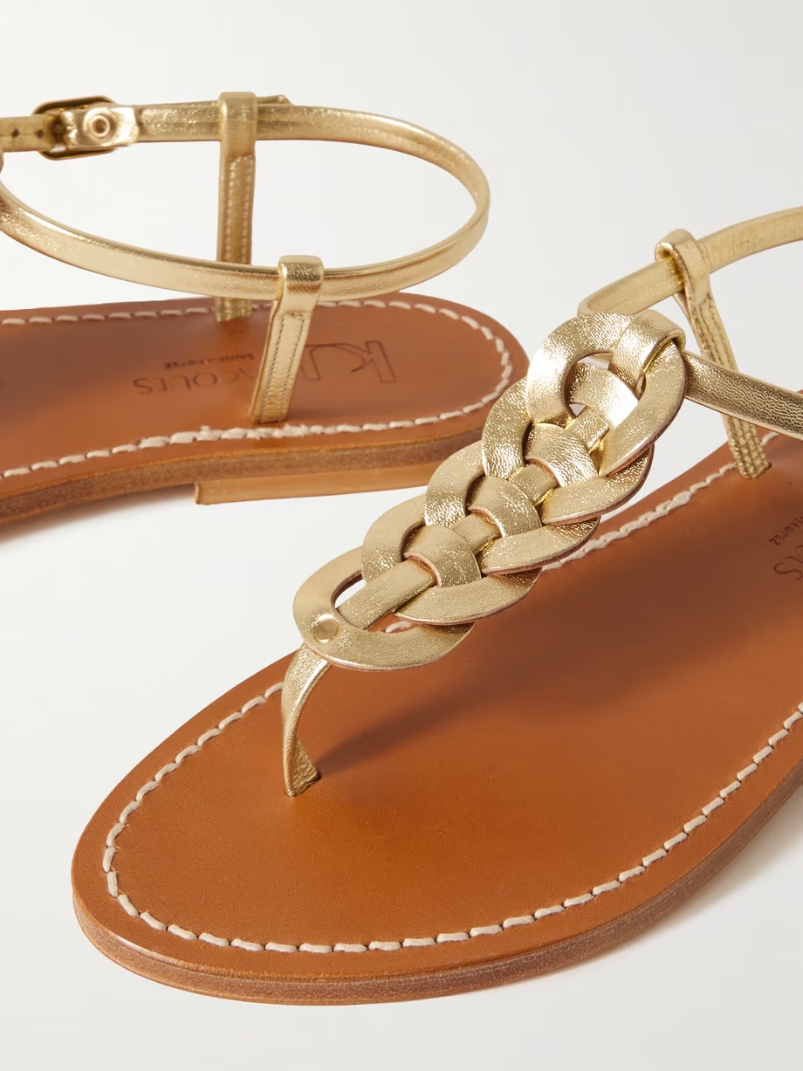 Lemovis woven metallic leather sandals