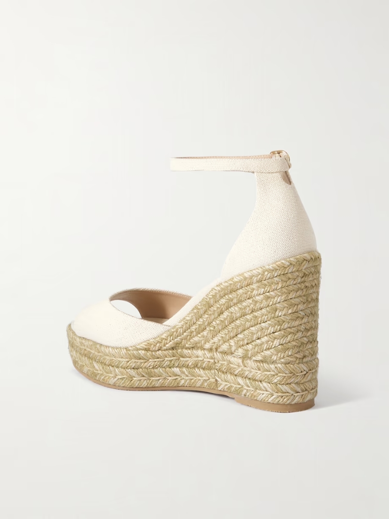 Linen espadrille wedge sandals