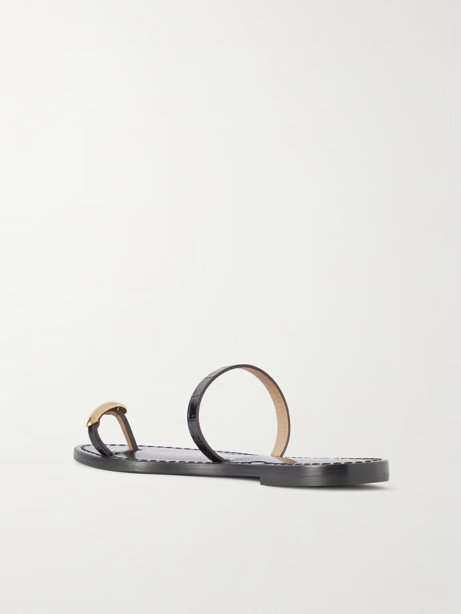 The Kibera embellished croc-effect leather sandals The Kibera embellished croc-effect leather sandals