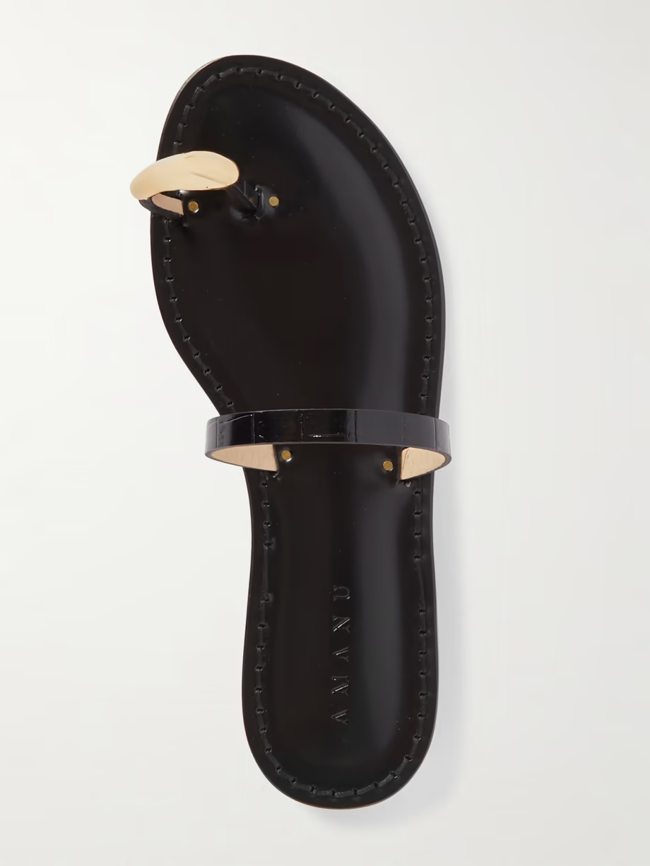 The Kibera embellished croc-effect leather sandals The Kibera embellished croc-effect leather sandals