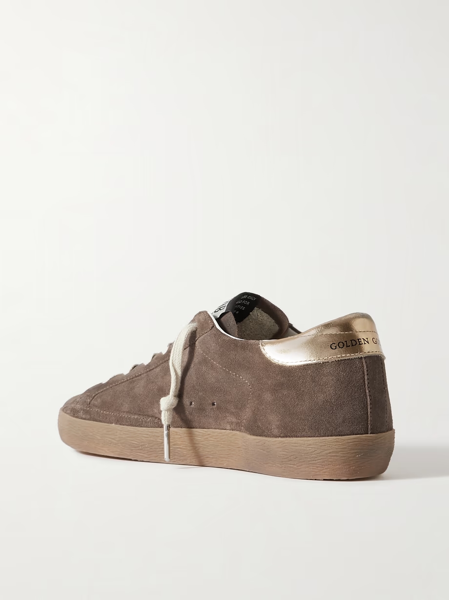 Super-Star distressed leather-trimmed suede sneakers