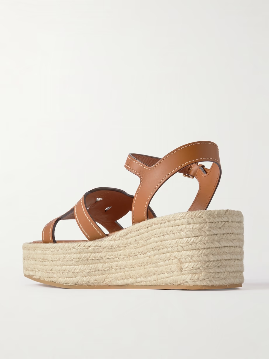 Kate cutout leather wedge sandals