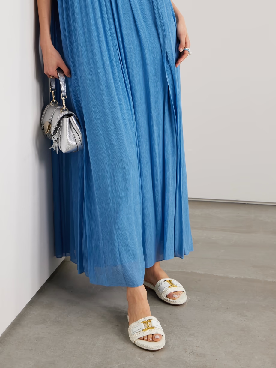 Marcie leather-trimmed crocheted slides Marcie leather-trimmed crocheted slides