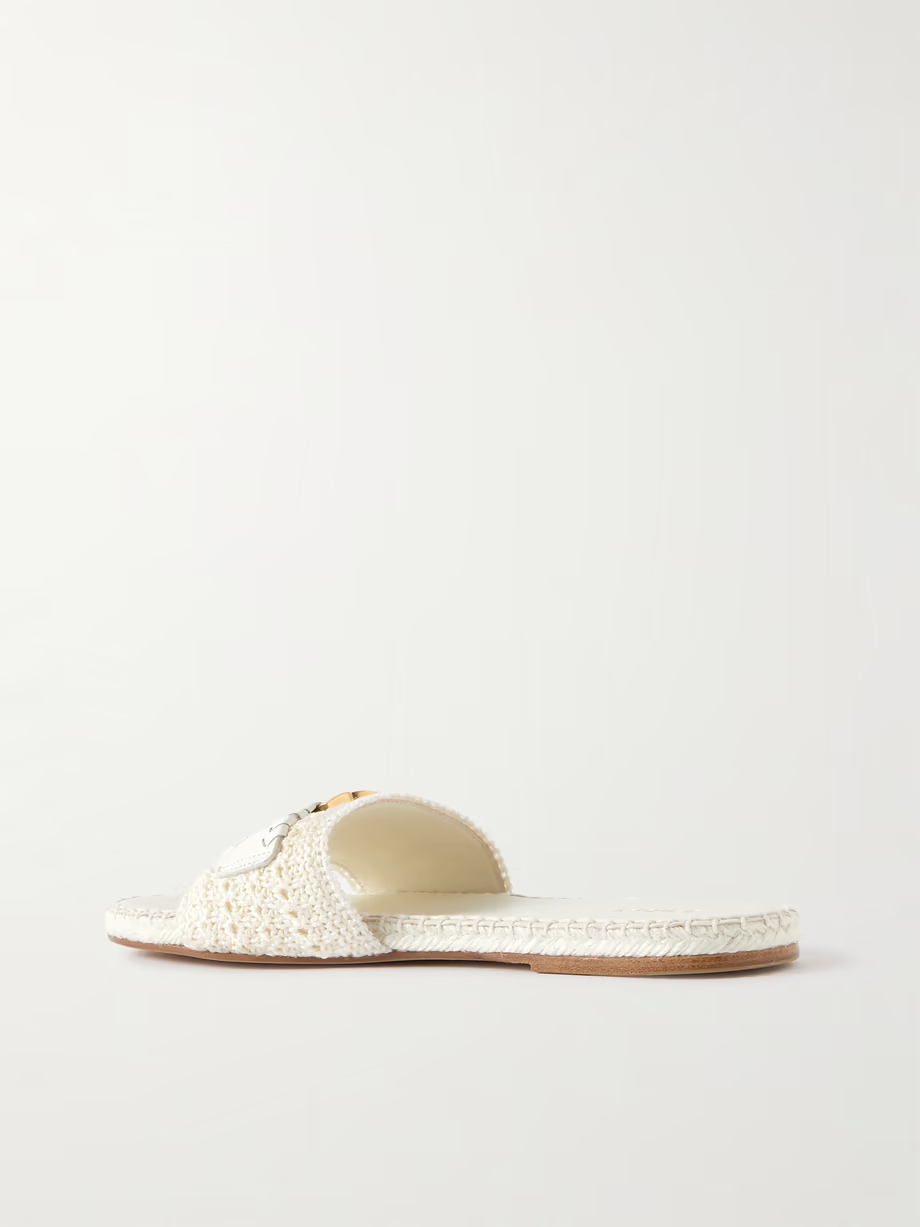 Marcie leather-trimmed crocheted slides Marcie leather-trimmed crocheted slides
