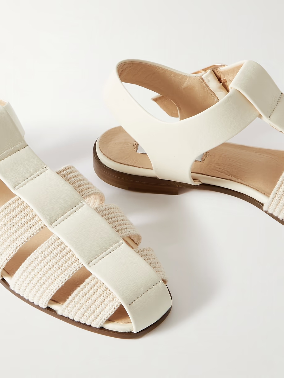 Calla striped crochet-knit and leather sandals Calla striped crochet-knit and leather sandals