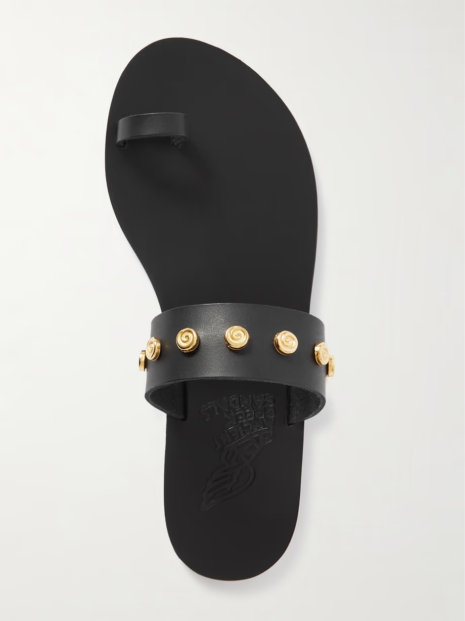 Thalia Shell embellished leather slides