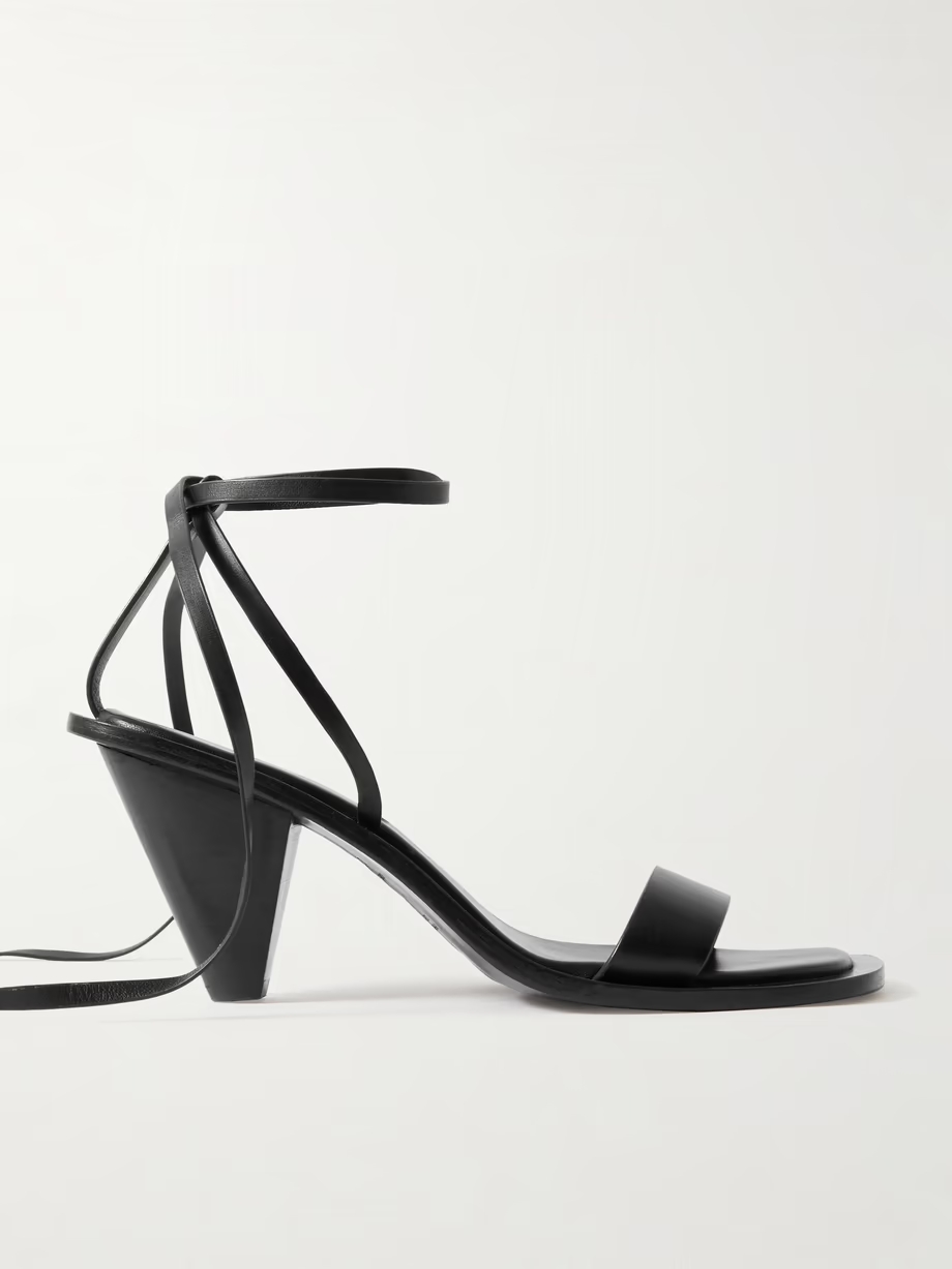 Tie-detailed leather sandals