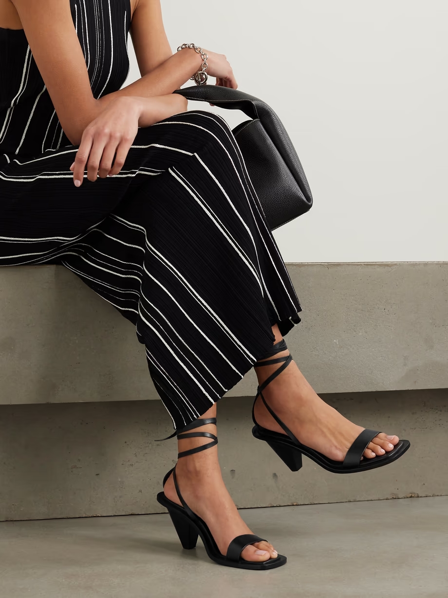 Tie-detailed leather sandals