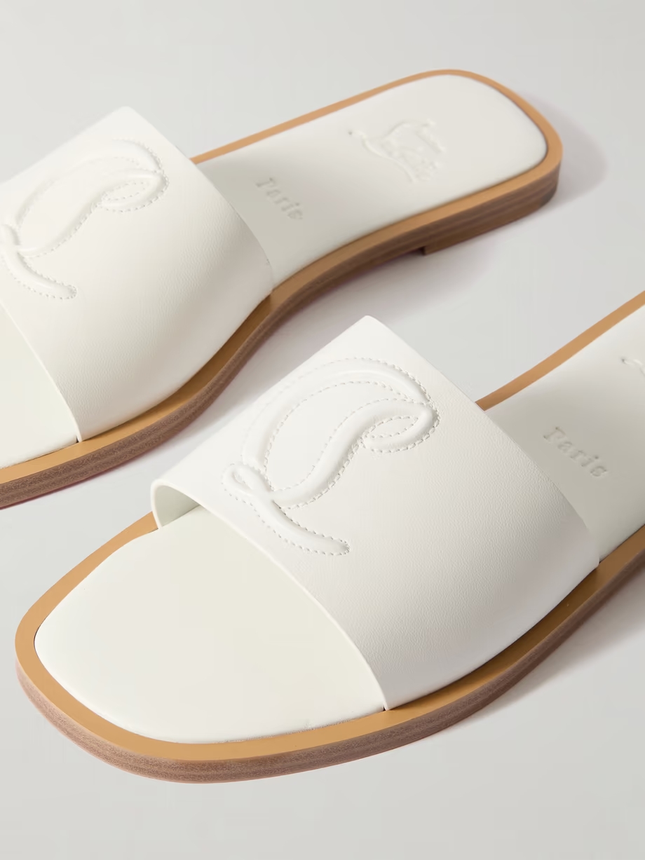 CL logo-embossed leather slides