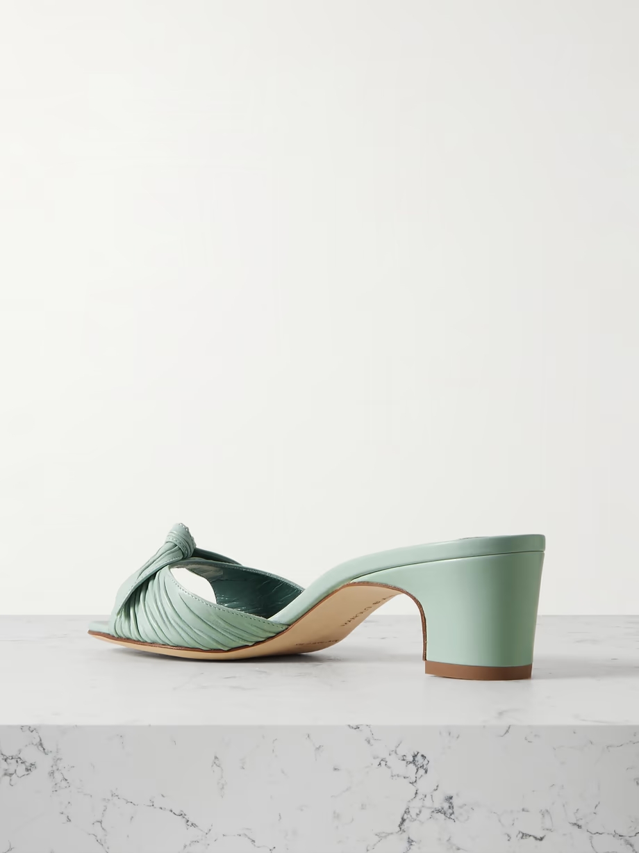 Lolloso 50 bow-detailed ruched leather mules