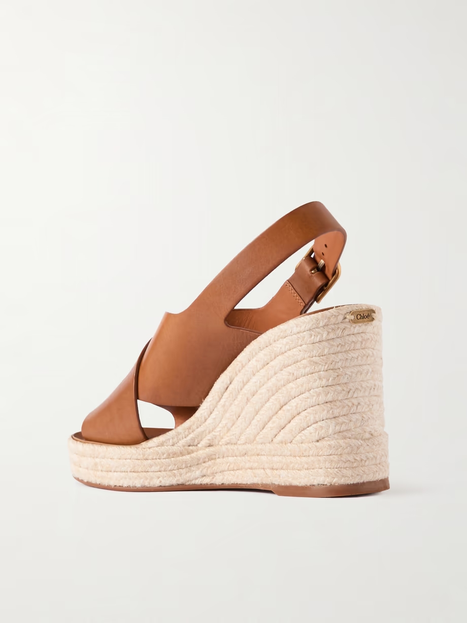 Pary leather espadrille wedge slingback sandals