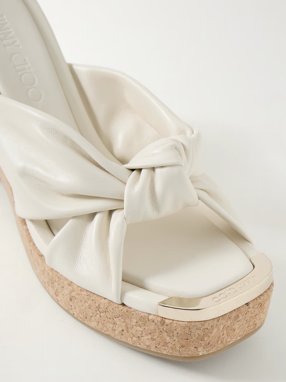 Avenue 110 knotted leather platform wedge mules