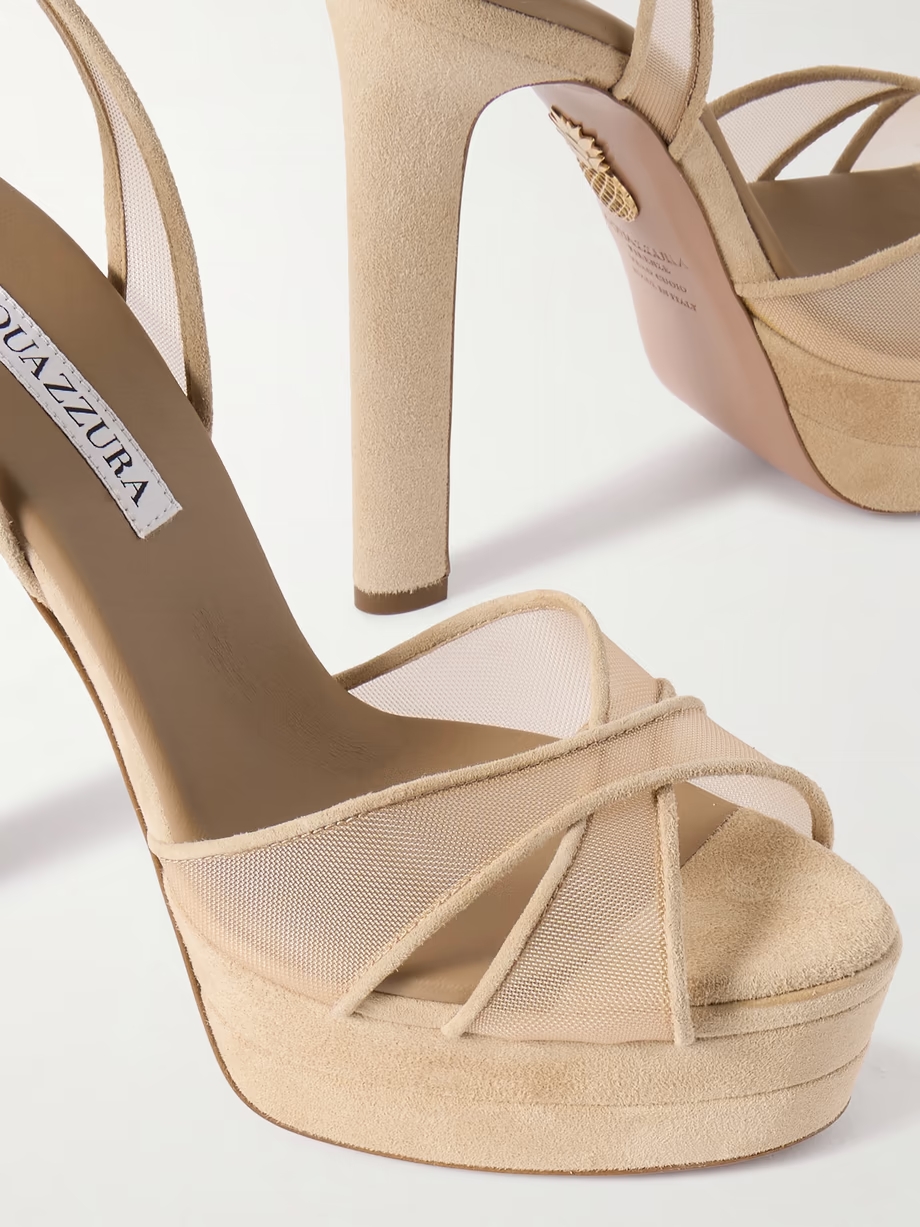 Divine Plateau 130 suede and tulle platform sandals