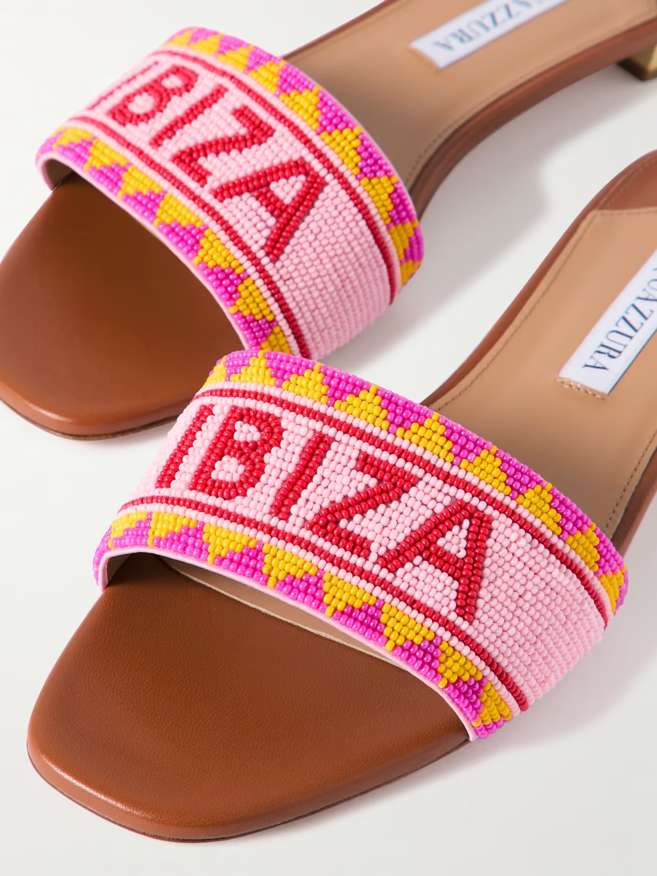 Ibiza beaded leather slides