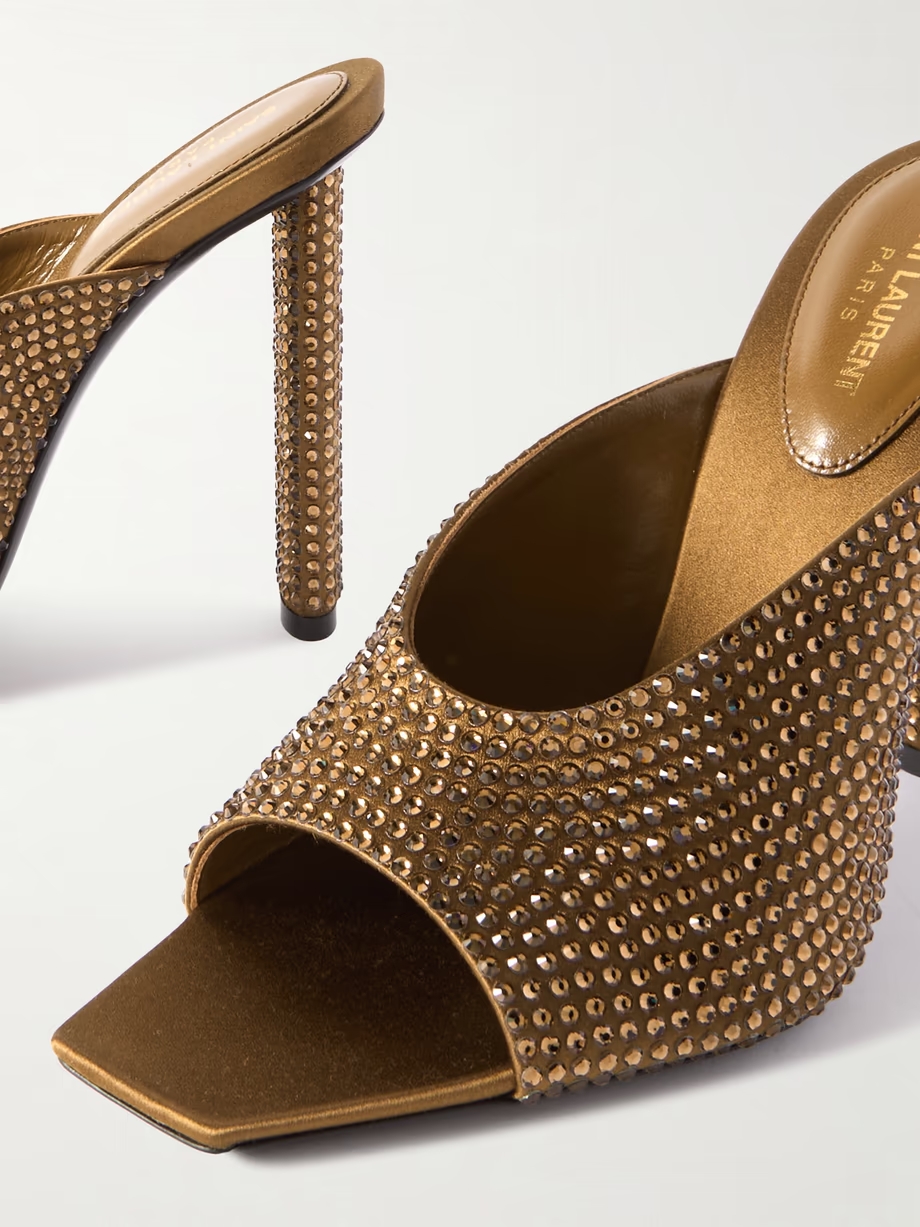 Sept crystal-embellished satin mules Sept crystal-embellished satin mules