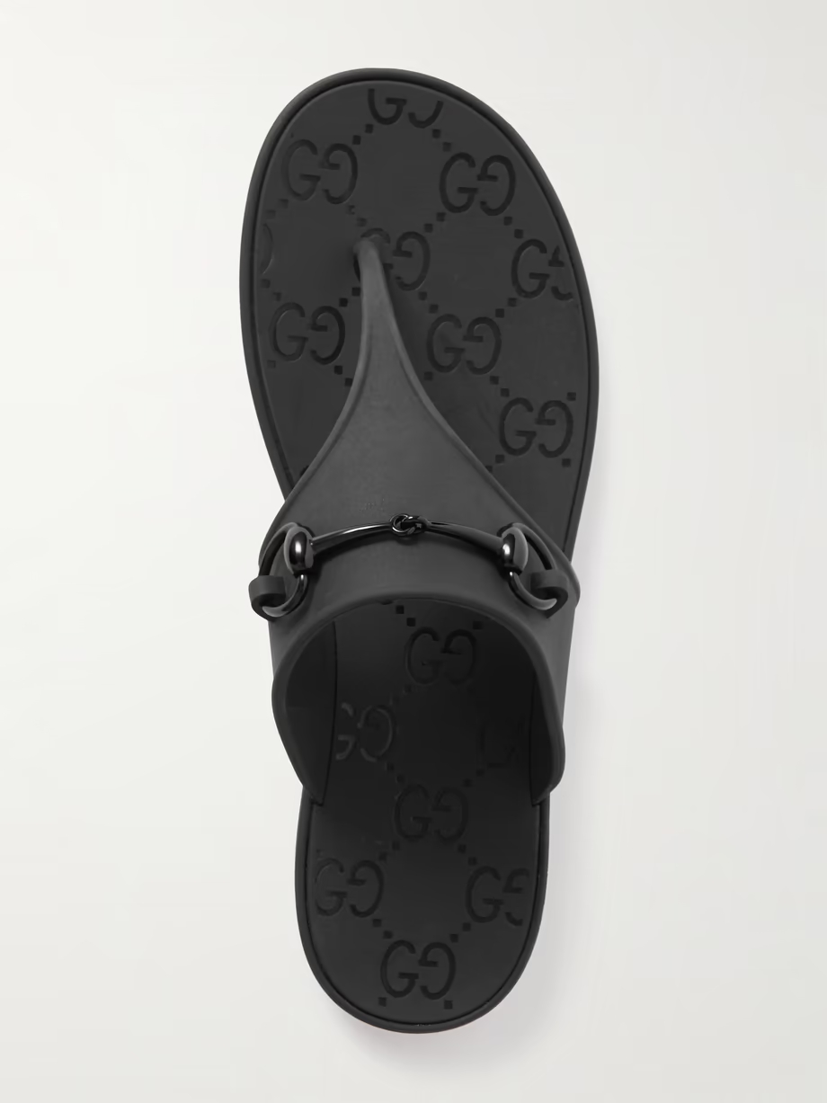 Minorca horsebit-embellished rubber flip flops