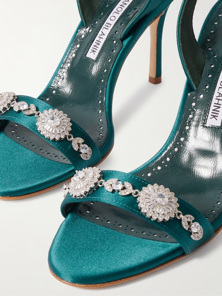 Lamisan 90 crystal-embellished satin slingback sandals Lamisan 90 crystal-embellished satin slingback sandals