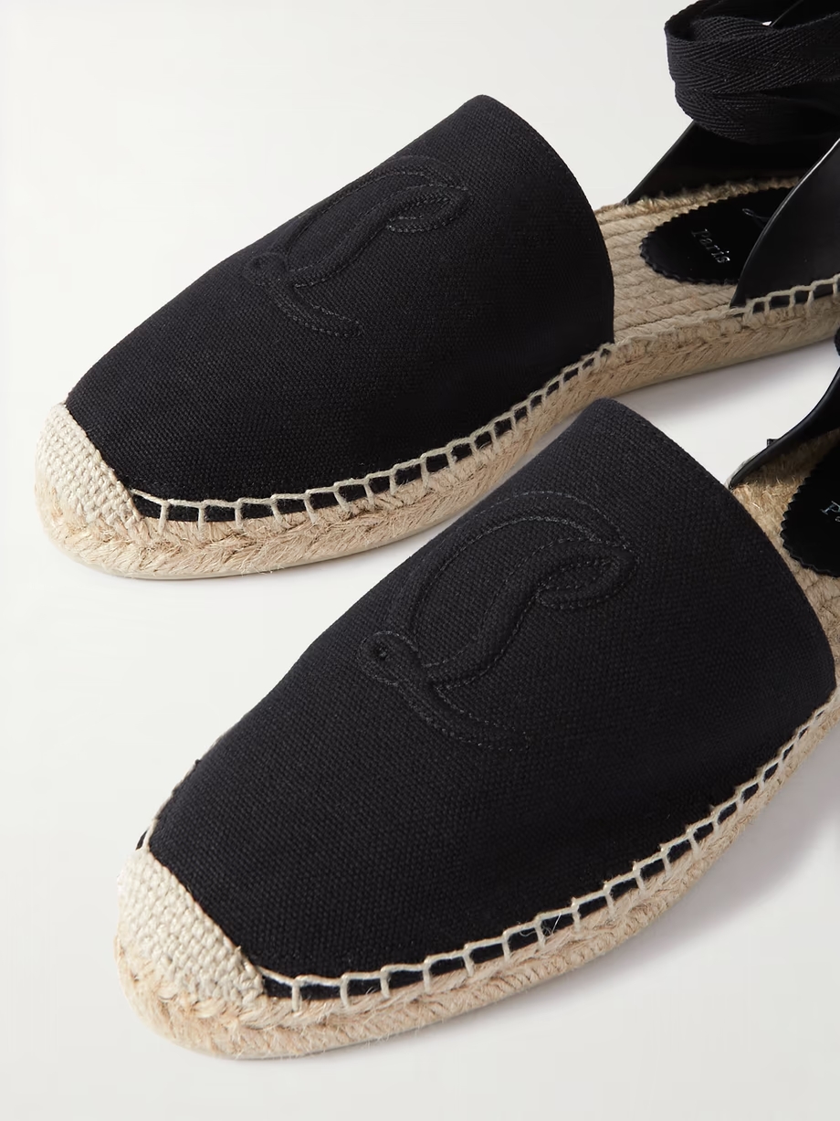 Nanou Lace leather-trimmed canvas espadrilles