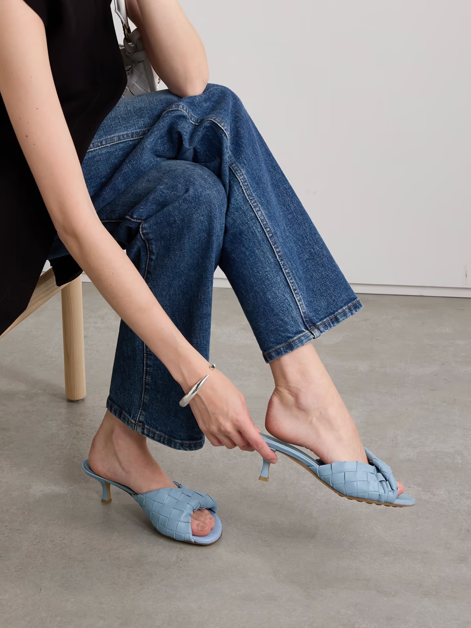 Blink twisted intrecciato leather mules