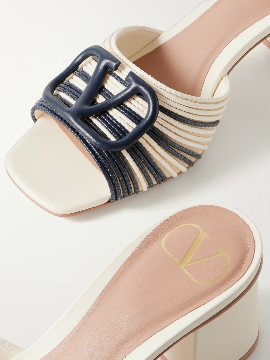 VLOGO 60 logo-embellished two-tone leather mules