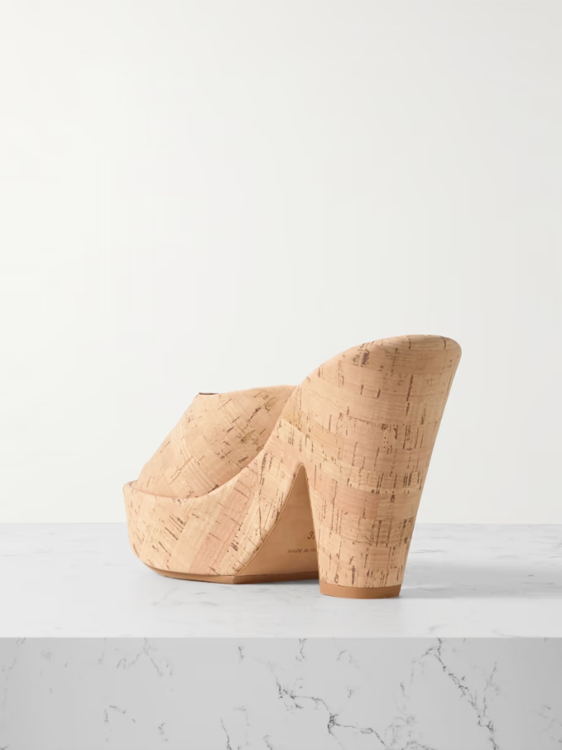 Doll embellished faux cork platform mules Doll embellished faux cork platform mules