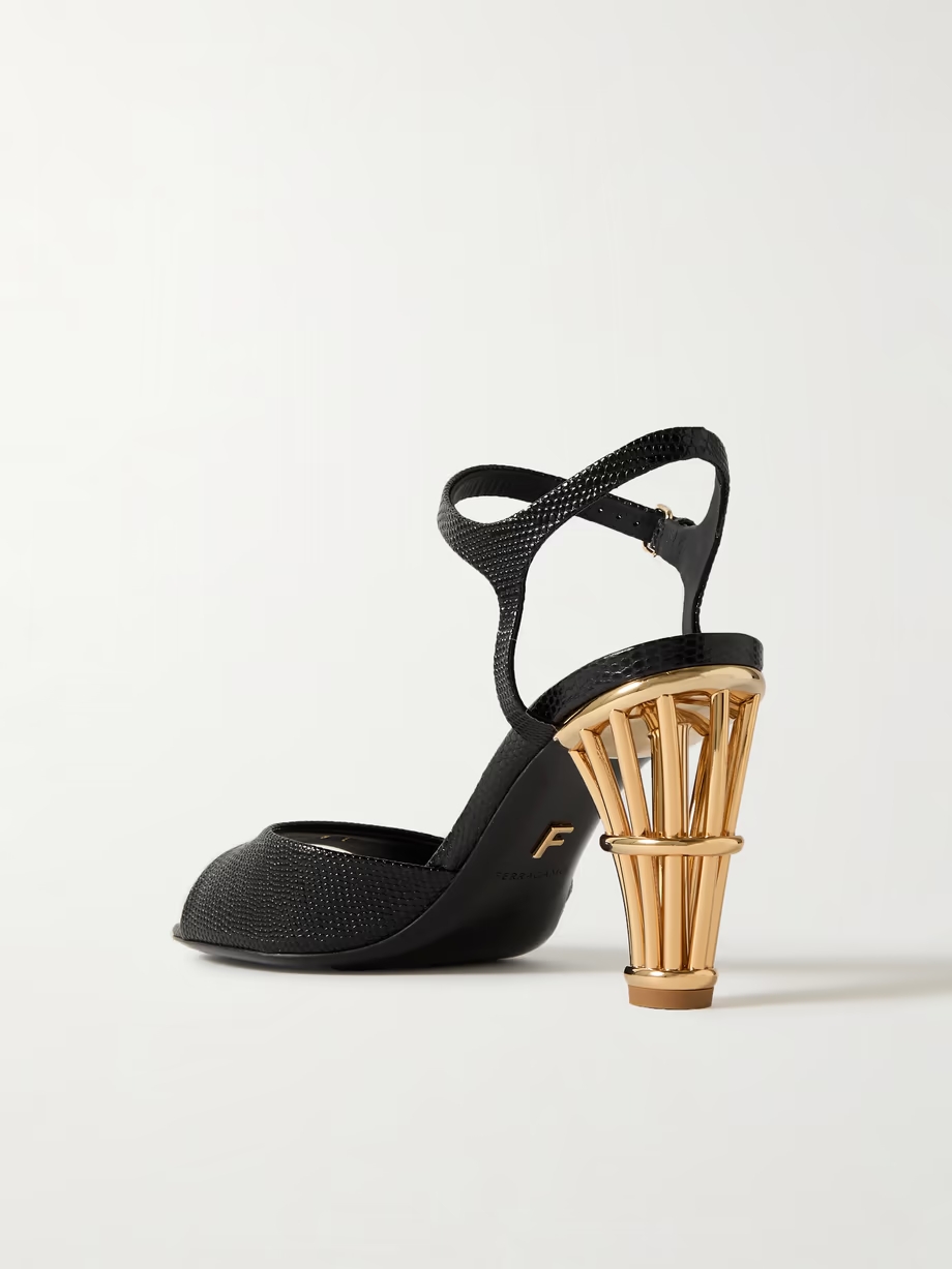 Nikla lizard-effect leather sandals