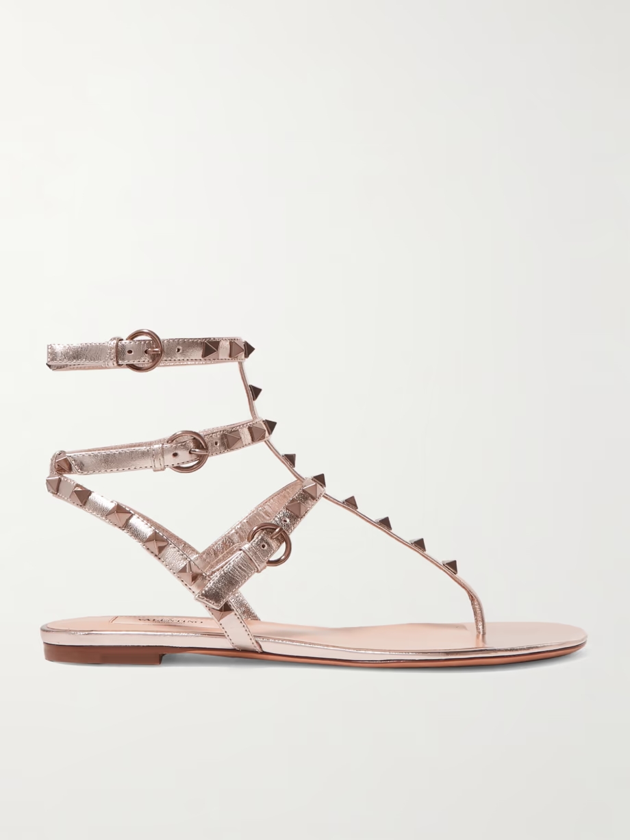 Rockstud metallic leather sandals Rockstud metallic leather sandals