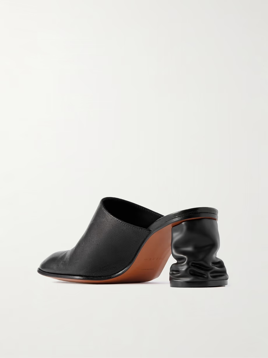 Crush leather mules