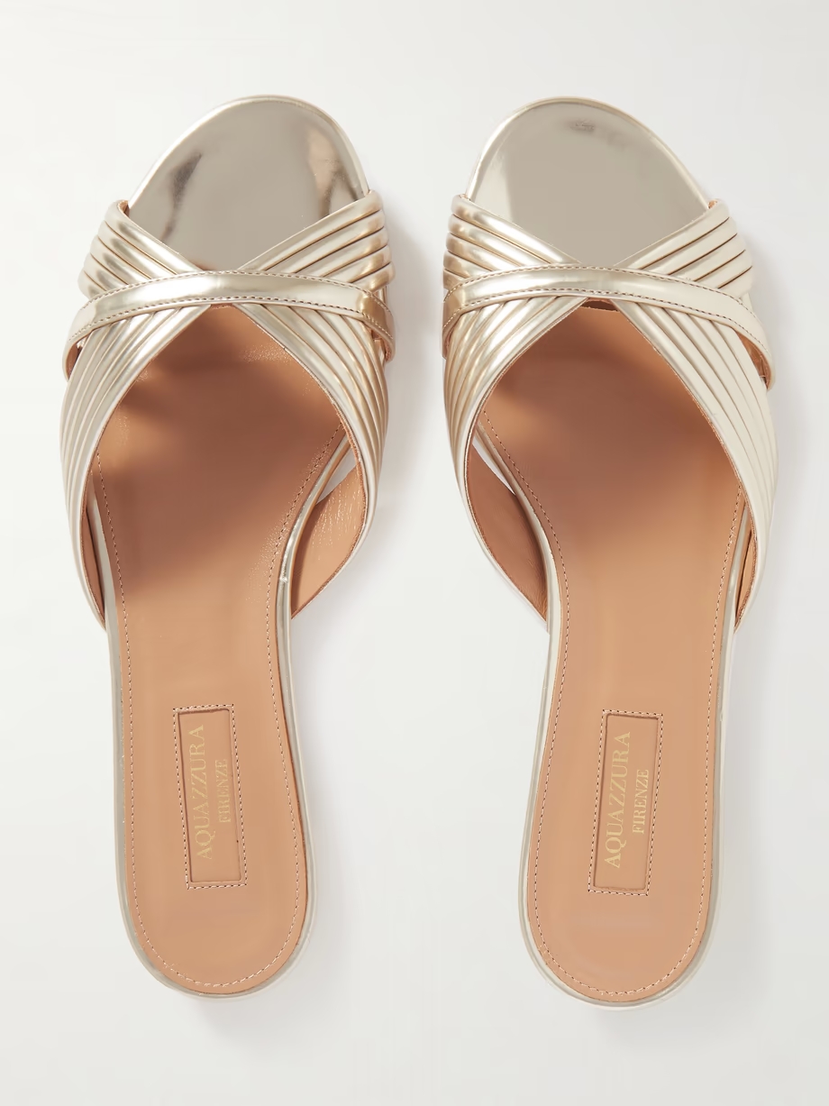 Sundance metallic vegan leather slides Sundance metallic vegan leather slides