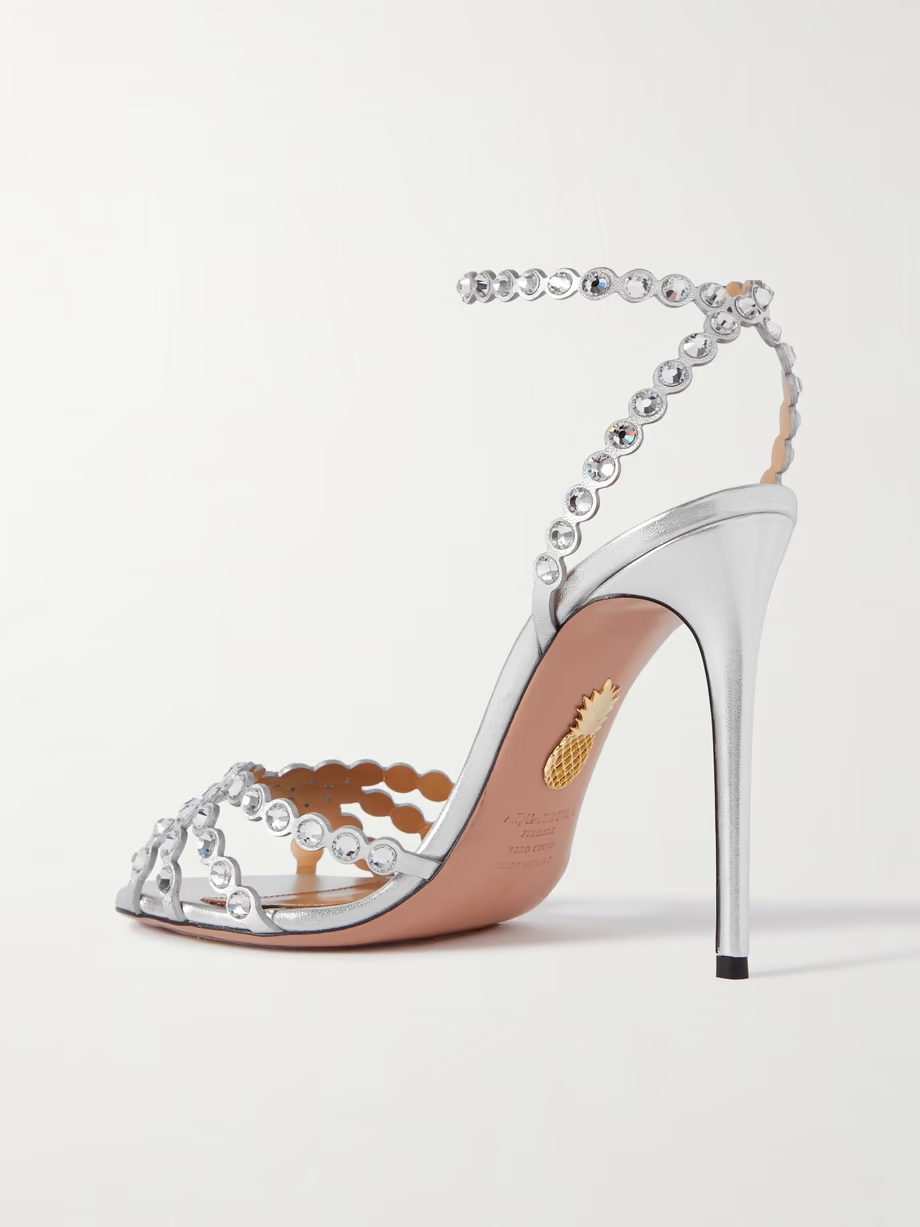 Tequila 105 crystal-embellished metallic leather sandals Tequila 105 crystal-embellished metallic leather sandals