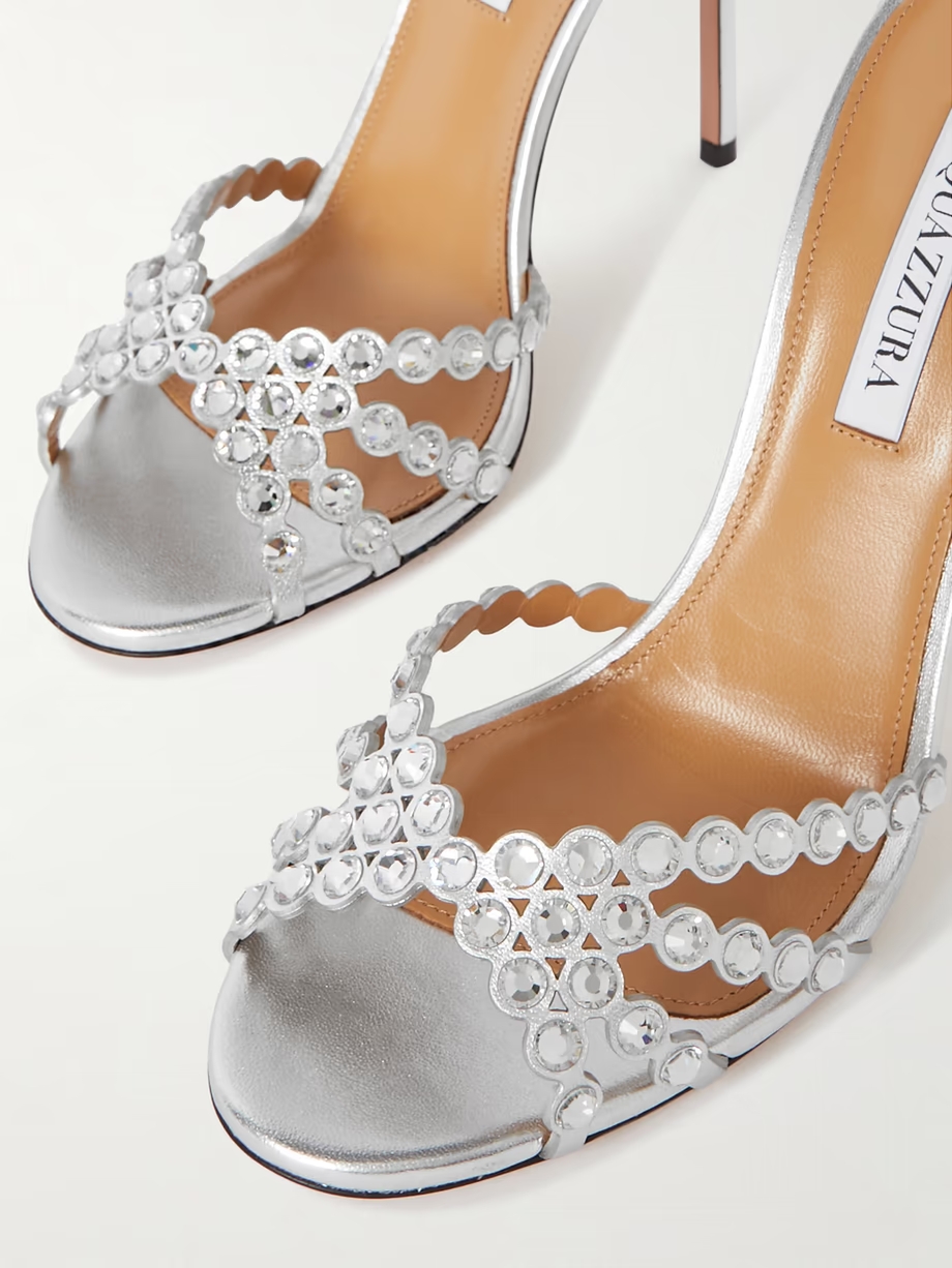 Tequila 105 crystal-embellished metallic leather sandals Tequila 105 crystal-embellished metallic leather sandals