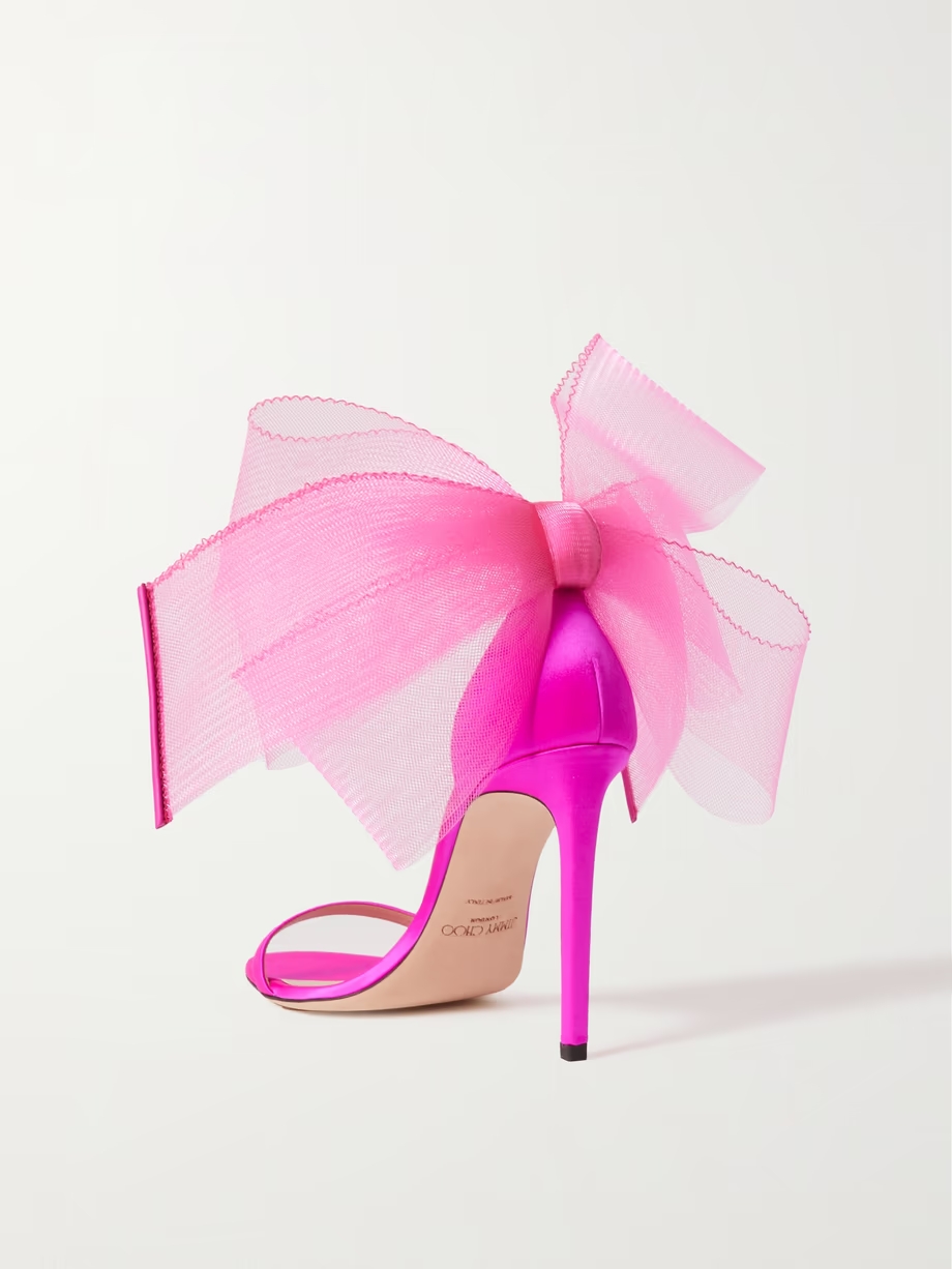 Aveline 100 bow-detailed satin sandals