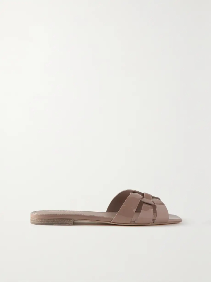 Nu Pieds woven patent-leather slides Nu Pieds woven patent-leather slides