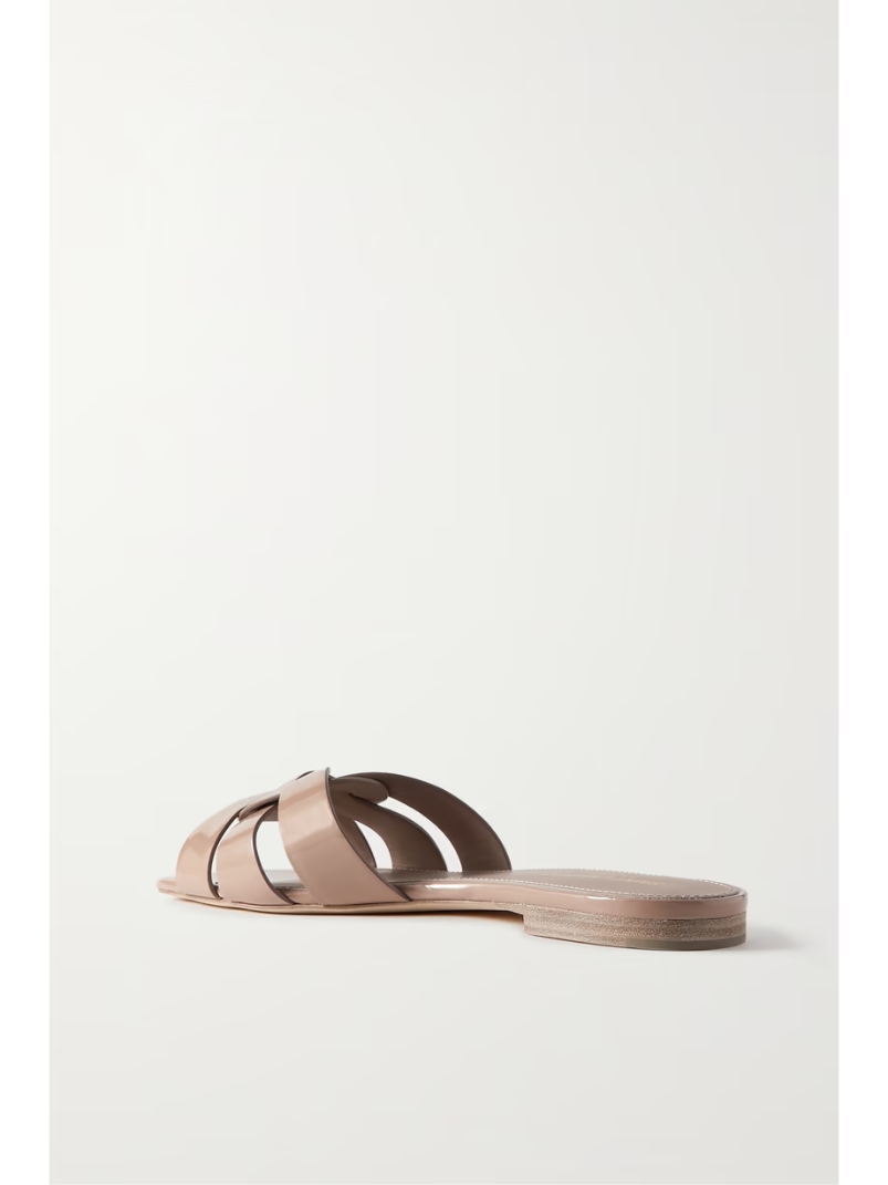 Nu Pieds woven patent-leather slides Nu Pieds woven patent-leather slides