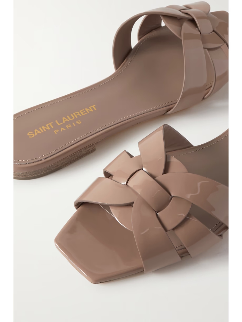 Nu Pieds woven patent-leather slides Nu Pieds woven patent-leather slides