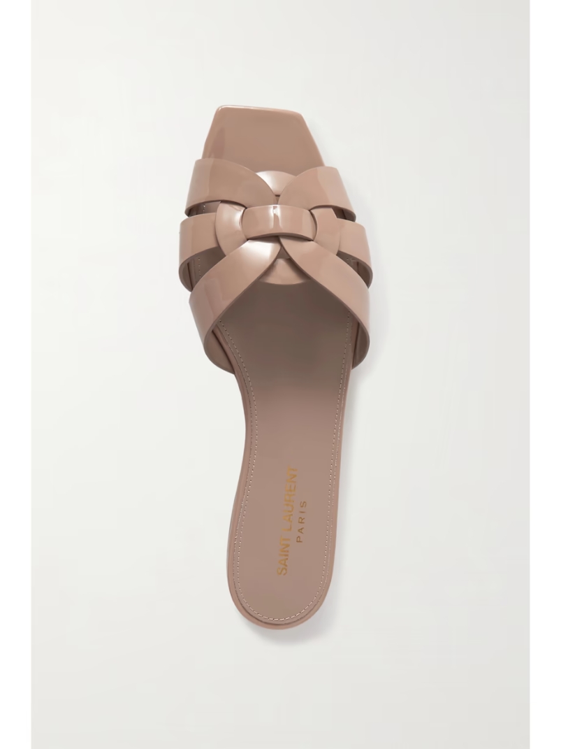 Nu Pieds woven patent-leather slides Nu Pieds woven patent-leather slides
