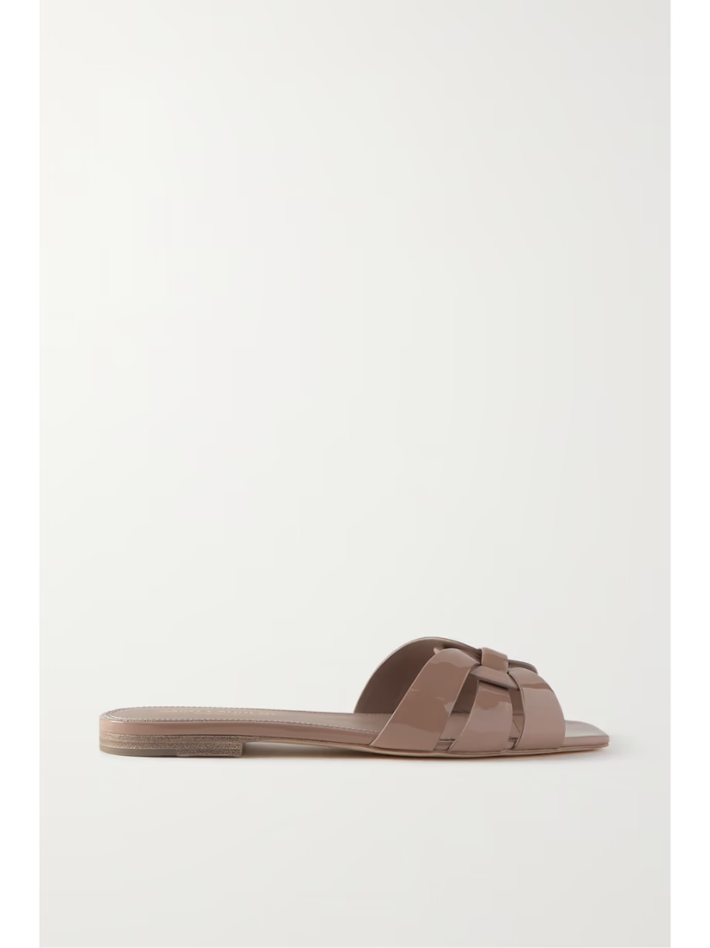 Nu Pieds woven patent-leather slides Nu Pieds woven patent-leather slides