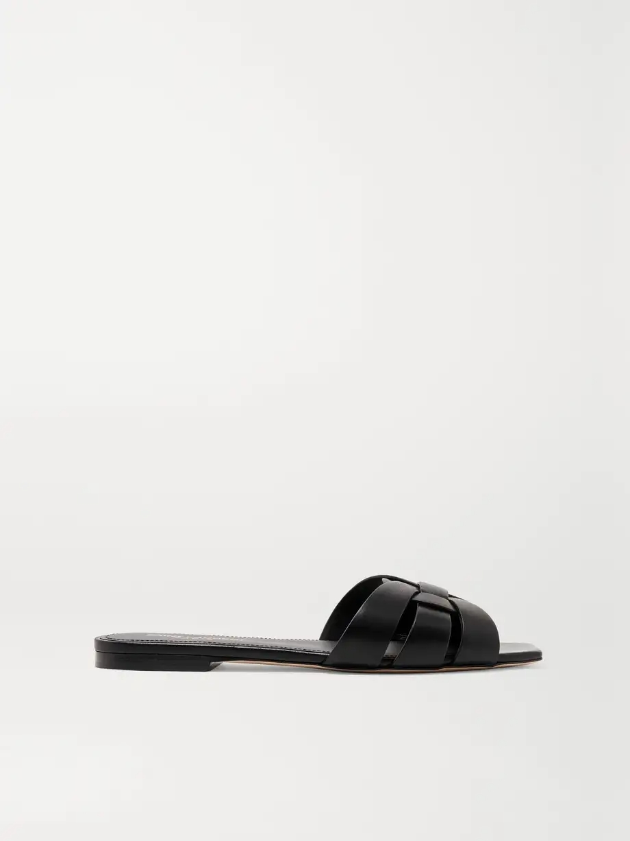 Tribute woven leather slides Tribute woven leather slides