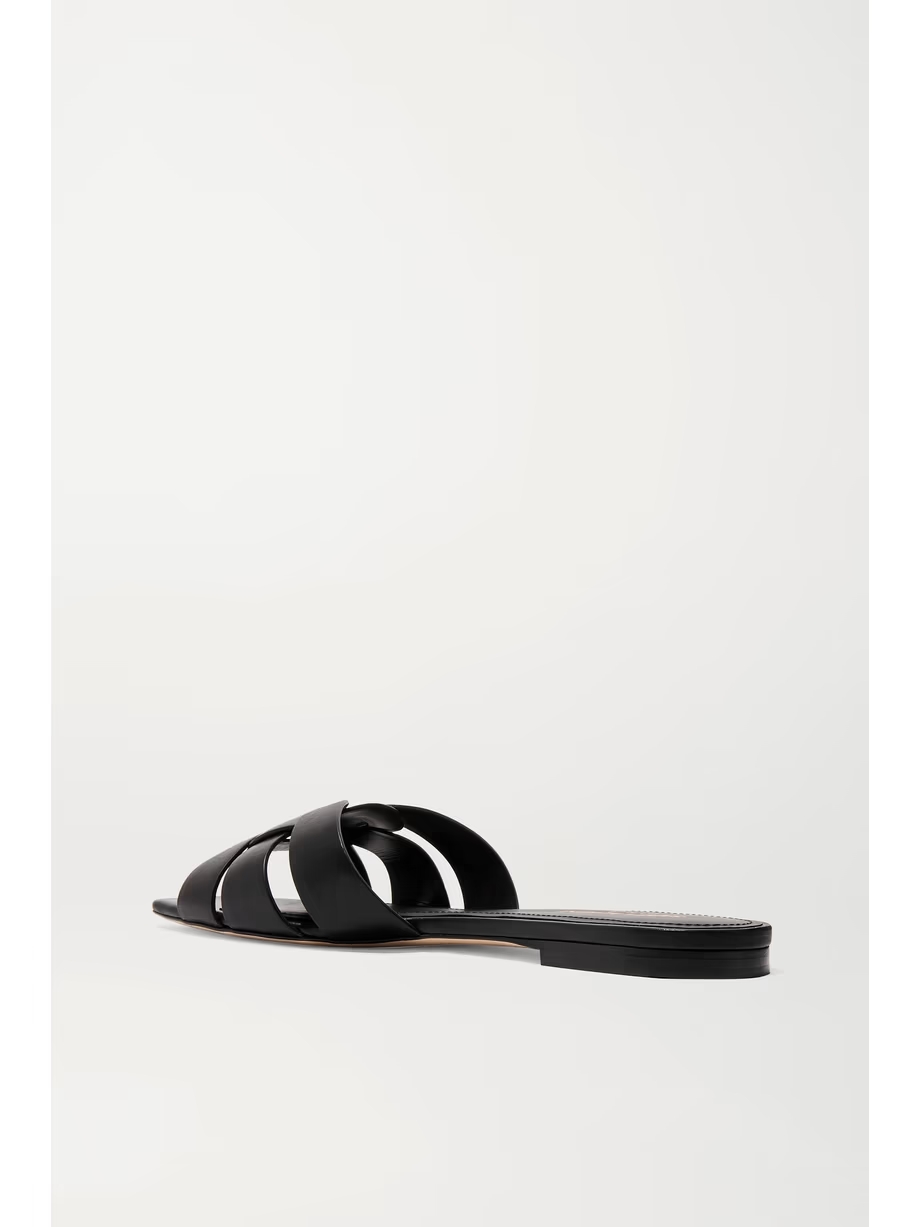 Tribute woven leather slides Tribute woven leather slides