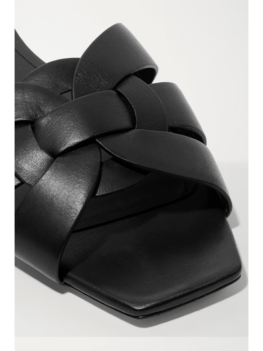 Tribute woven leather slides Tribute woven leather slides