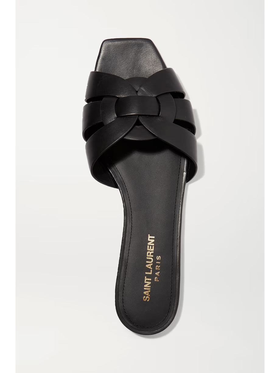 Tribute woven leather slides Tribute woven leather slides