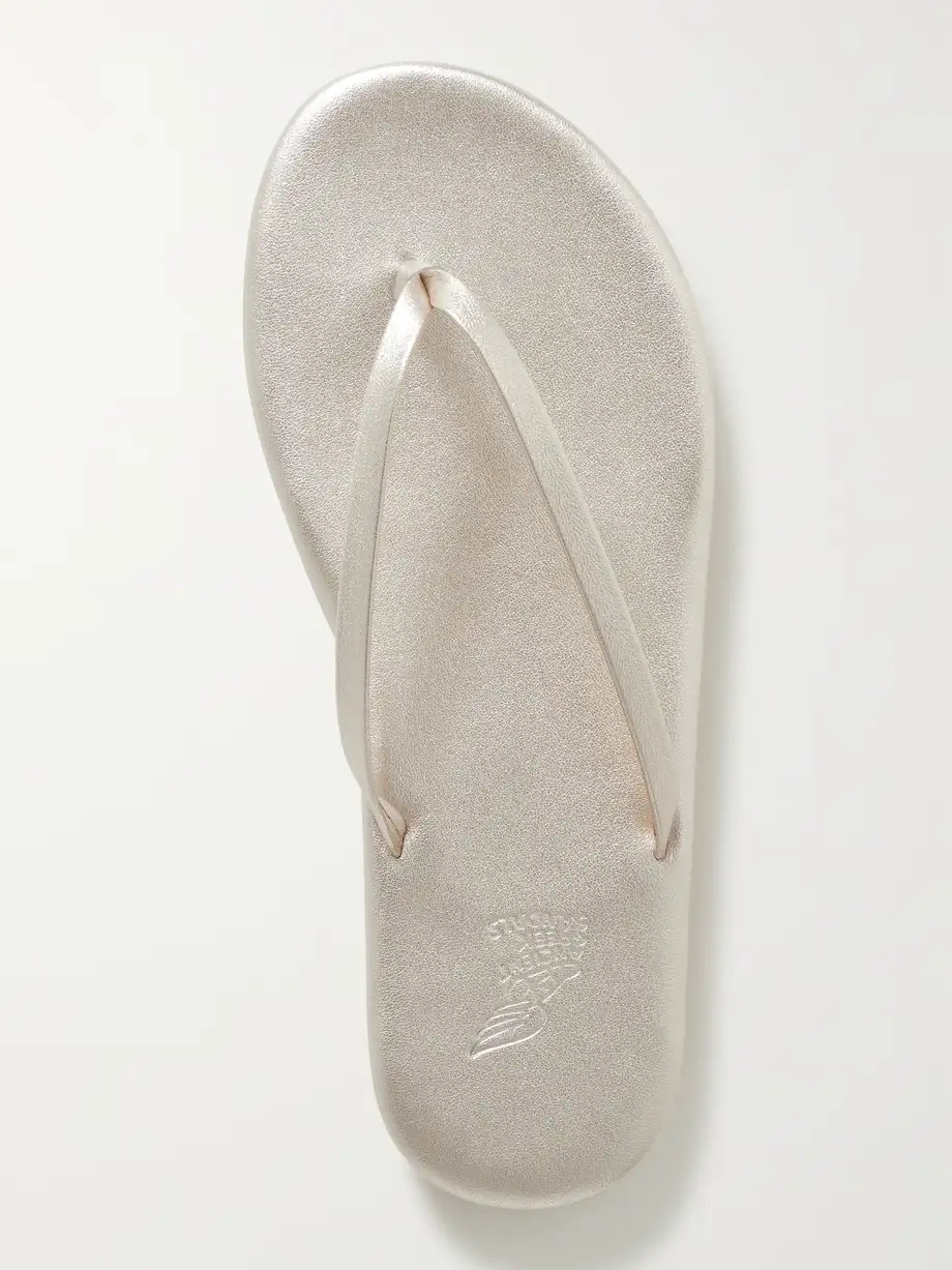 Saionara metallic leather flip flops