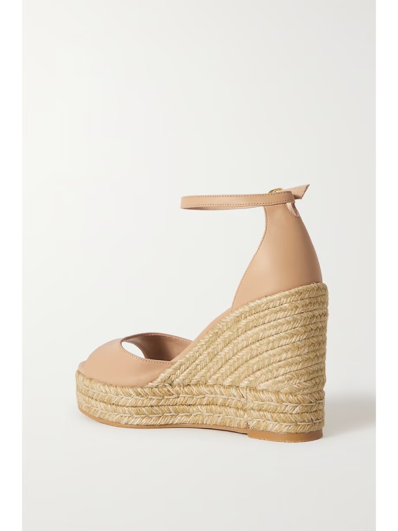 Nudistcurve leather espadrille wedge sandals