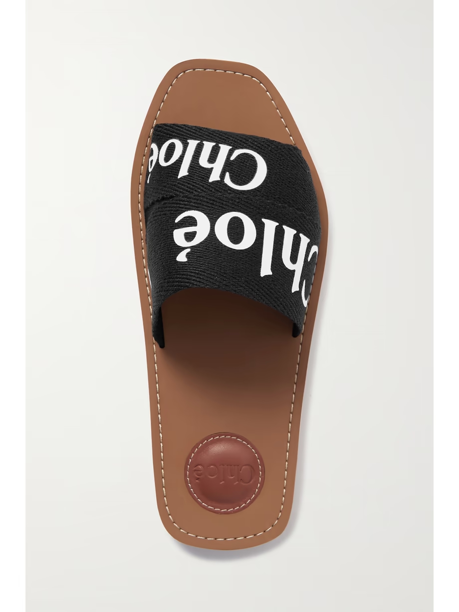 Woody logo-print canvas slides