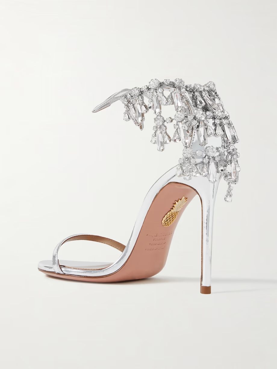 Moonwalk 105 crystal-embellished metallic leather sandals