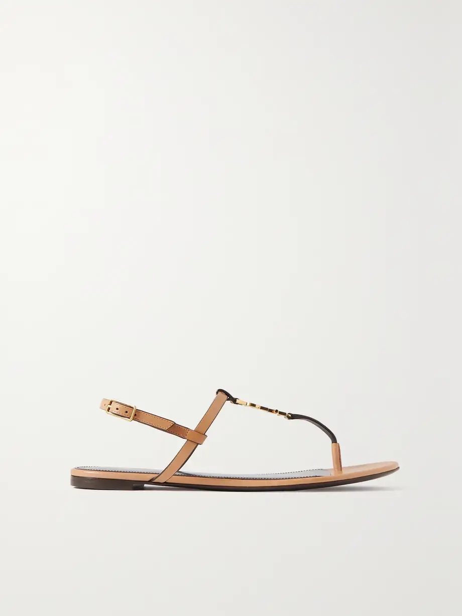 Cassandra logo-embellished leather slingback sandals Cassandra logo-embellished leather slingback sandals