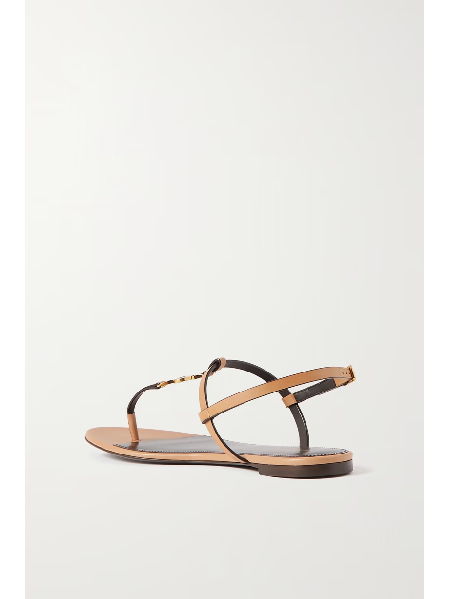 Cassandra logo-embellished leather slingback sandals Cassandra logo-embellished leather slingback sandals