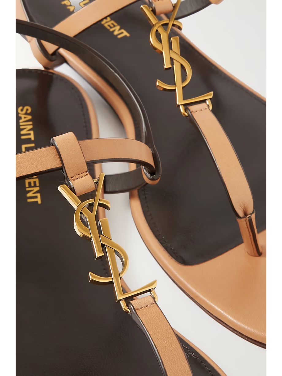 Cassandra logo-embellished leather slingback sandals Cassandra logo-embellished leather slingback sandals