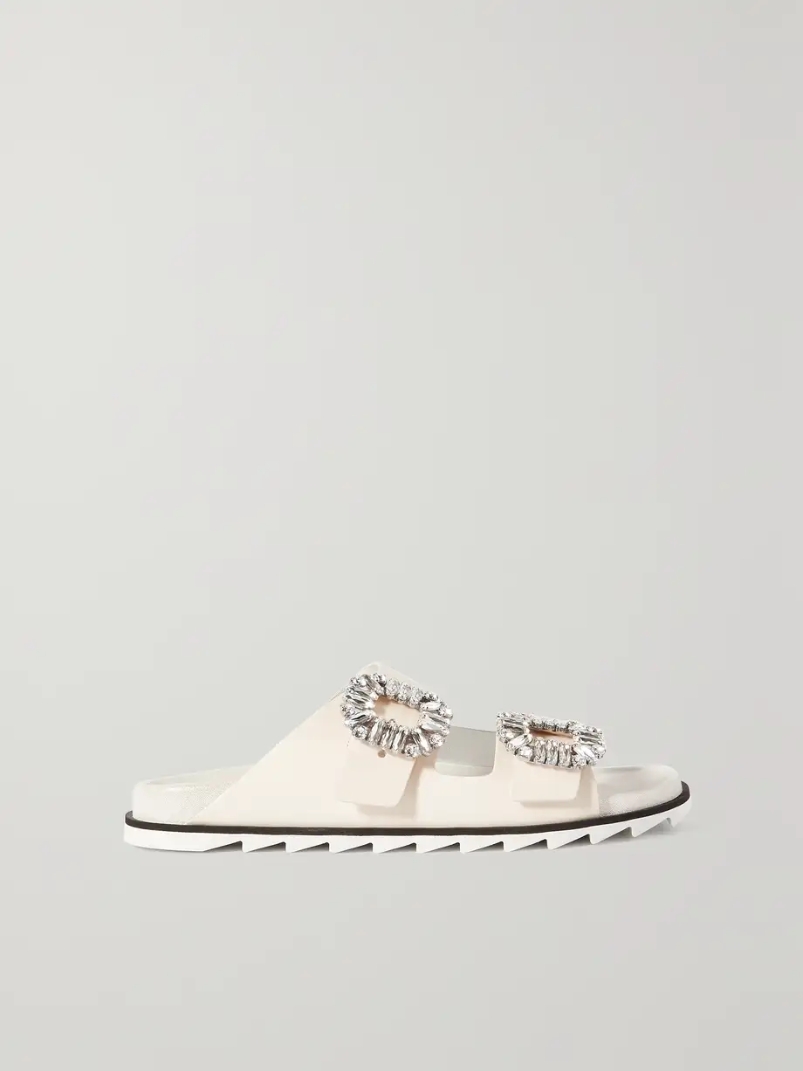 Slidy Viv Swarovski crystal-embellished leather slides Slidy Viv Swarovski crystal-embellished leather slides